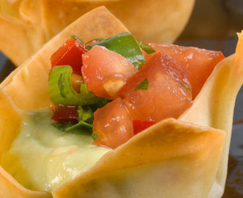 Guacamole and Salsa Tiny Filo Tartlets