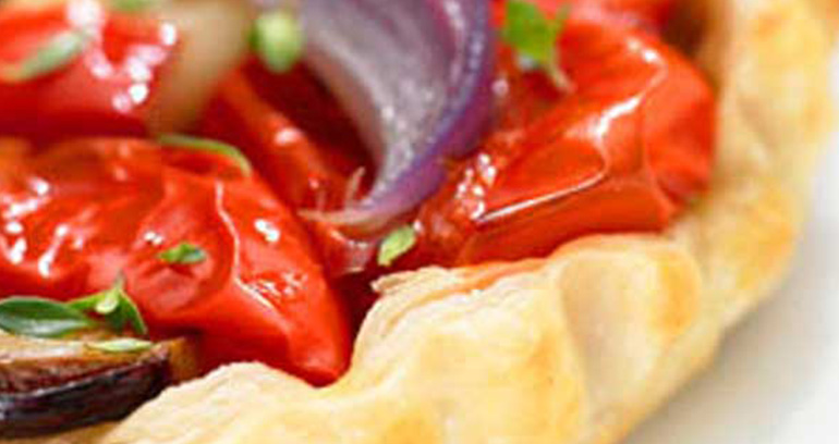 Individual Red Pepper and Onion Tartes Tatin