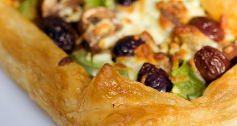 Leek, Brie, Mushroom & Olive Puff Tart