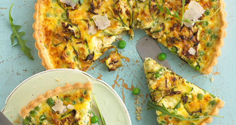 Pea, Parmesan and Courgette Tart