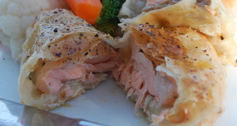 Baked Salmon, Lemon & Black Pepper Filo