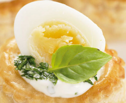 Quail Egg and Basil Mayonnaise Vol-au-Vents