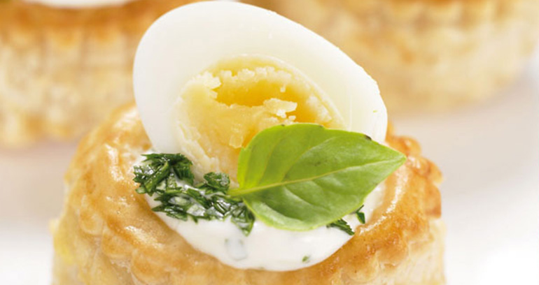 Quail Egg and Basil Mayonnaise Vol-au-Vents