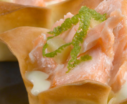 Salmon with Ginger and Lime Tiny Filo Tartlets