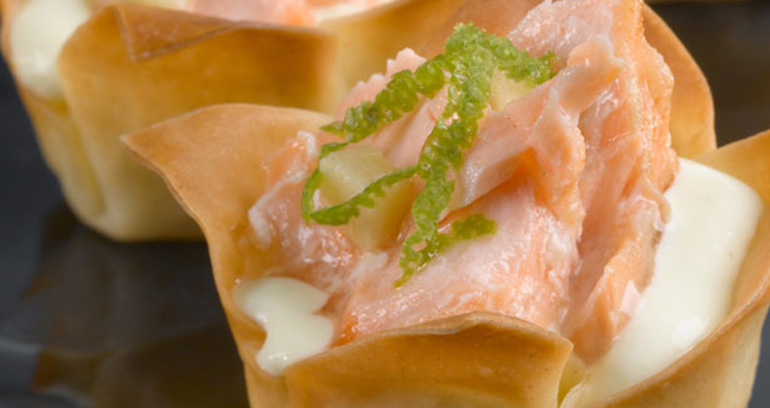 Salmon with Ginger and Lime Tiny Filo Tartlets