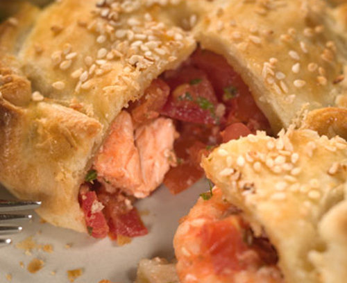 Salmon, Prawn and Tomato Pies