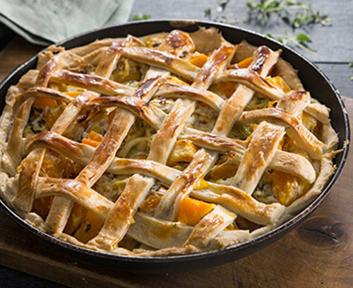 Savoury Lattice Pie with Butternut Squash, Leek and Ricotta