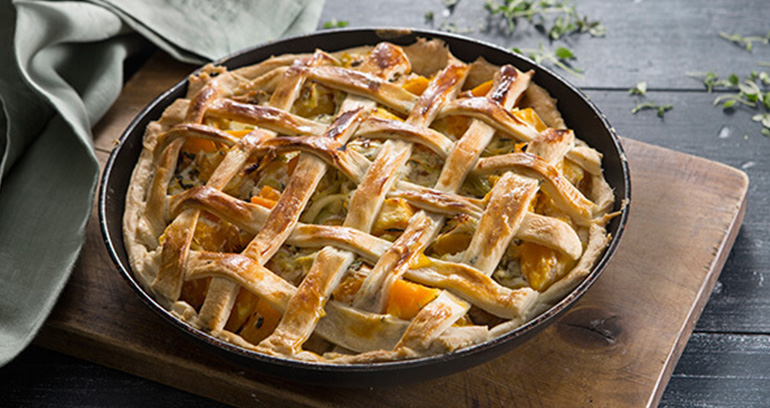 Savoury Lattice Pie with Butternut Squash, Leek and Ricotta