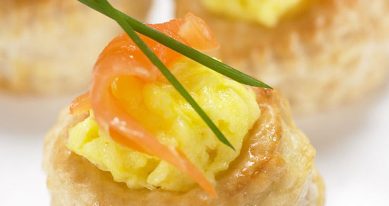 Smoked Salmon and Scrambled Egg Filled Pastry Case