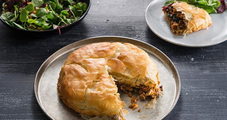 Spiced Lamb and Apricot Filo Pie