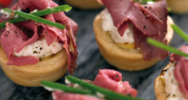 Beef, Mustard and Creamy Horseradish Tartlets