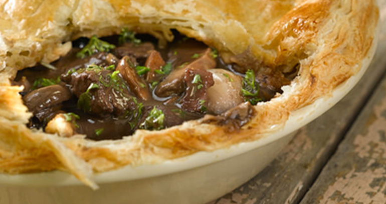 Beef, Wild Mushroom and Red Wine Pie