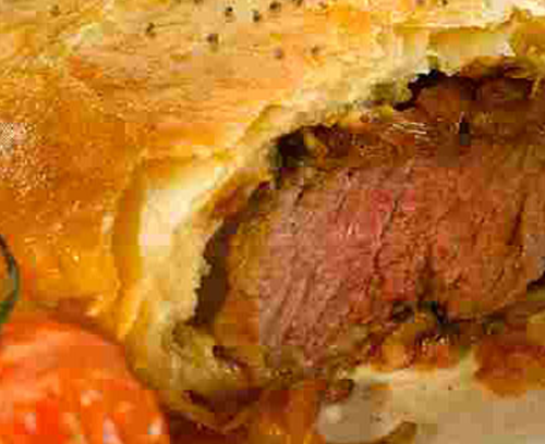 Steak and Onions wrapped in Pastry