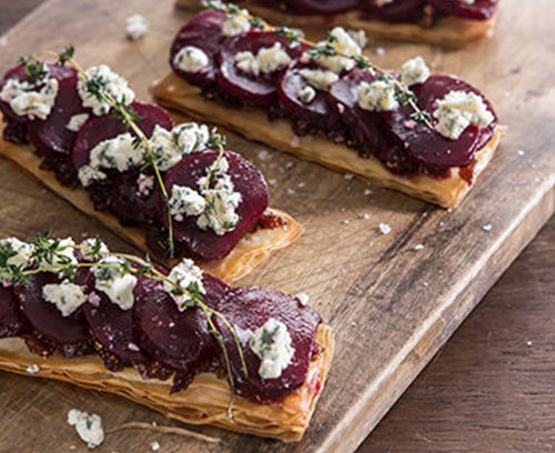 Beetroot and Fig Filo Pastry Tartlet with Oxford Blue Cheese