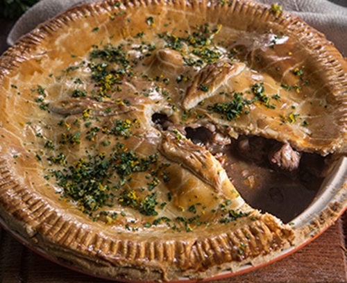 British Game Pie with Orange and Parsley Gremolata