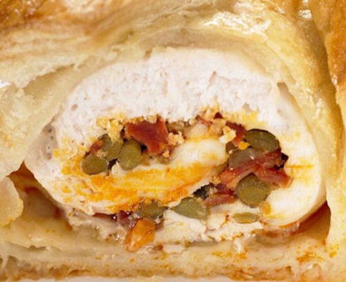 Chicken with Chorizo and Lentil En Croute