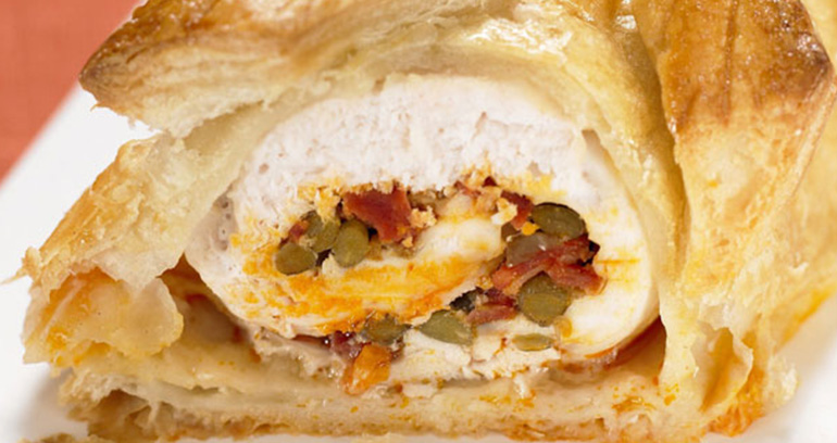 Chicken with Chorizo and Lentil En Croute