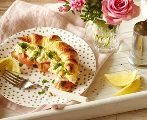 Croissants with Smoked Salmon and Creamy Scrambled Egg