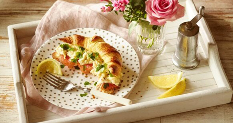 Croissants with Smoked Salmon and Creamy Scrambled Egg