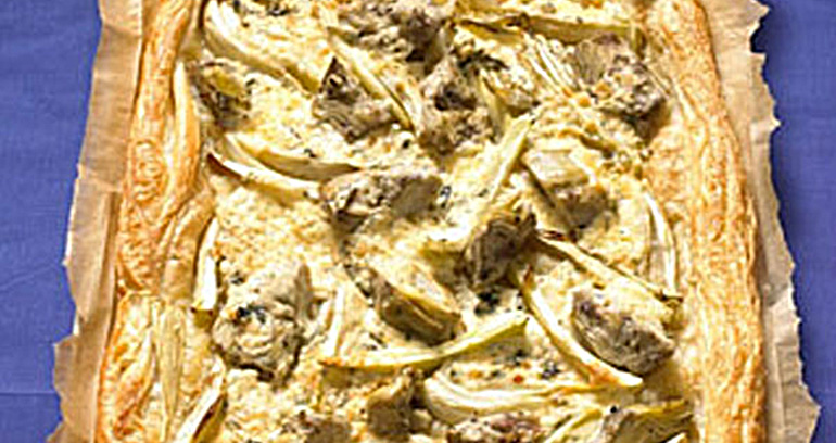 Fennel, Blue Cheese and Artichoke Puff Slice