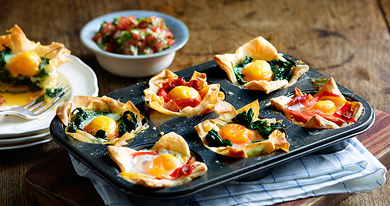 Filo Egg Cups with Tomato Salsa