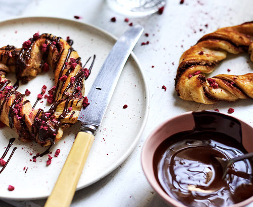 Chocolate Heart Pastry Twists recipe