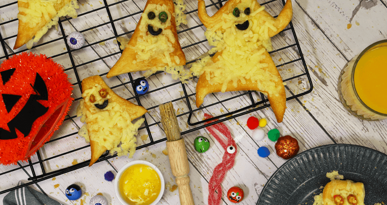 Cheesy Croissant Ghosts - Halloween recipe