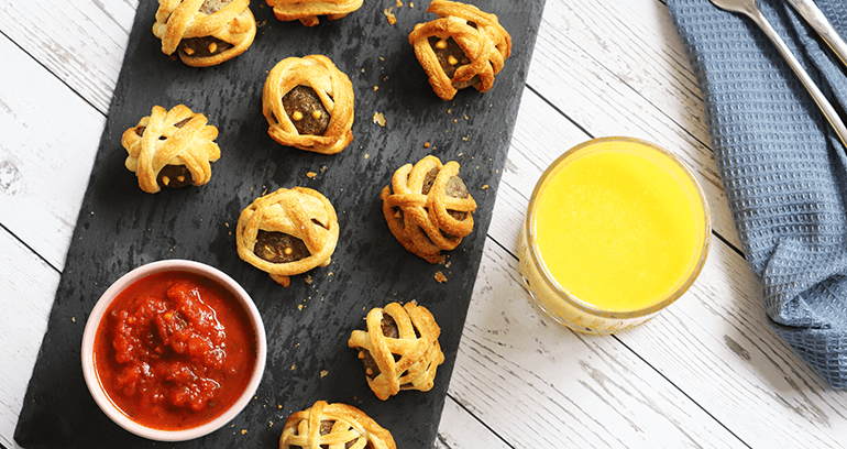 Meatball Mummy Croissant Bites recipe