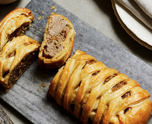 Sausage & Apple Plait