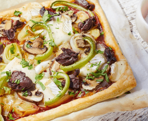 Leek, Brie, Mushroom & Olive Tart