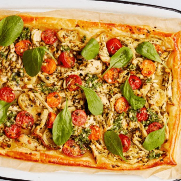 chicken pesto tart