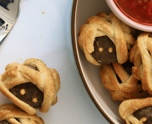 meatball mummy croissant bites