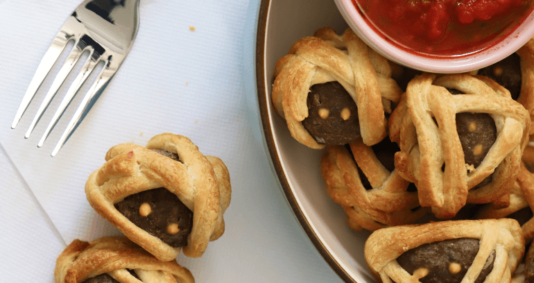 meatball mummy croissant bites