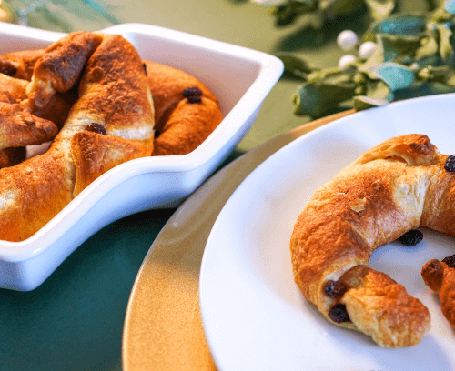 Fruitcake Croissants served in plates