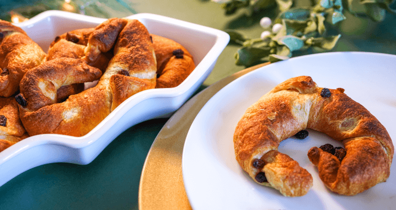 Fruitcake Croissants served in plates